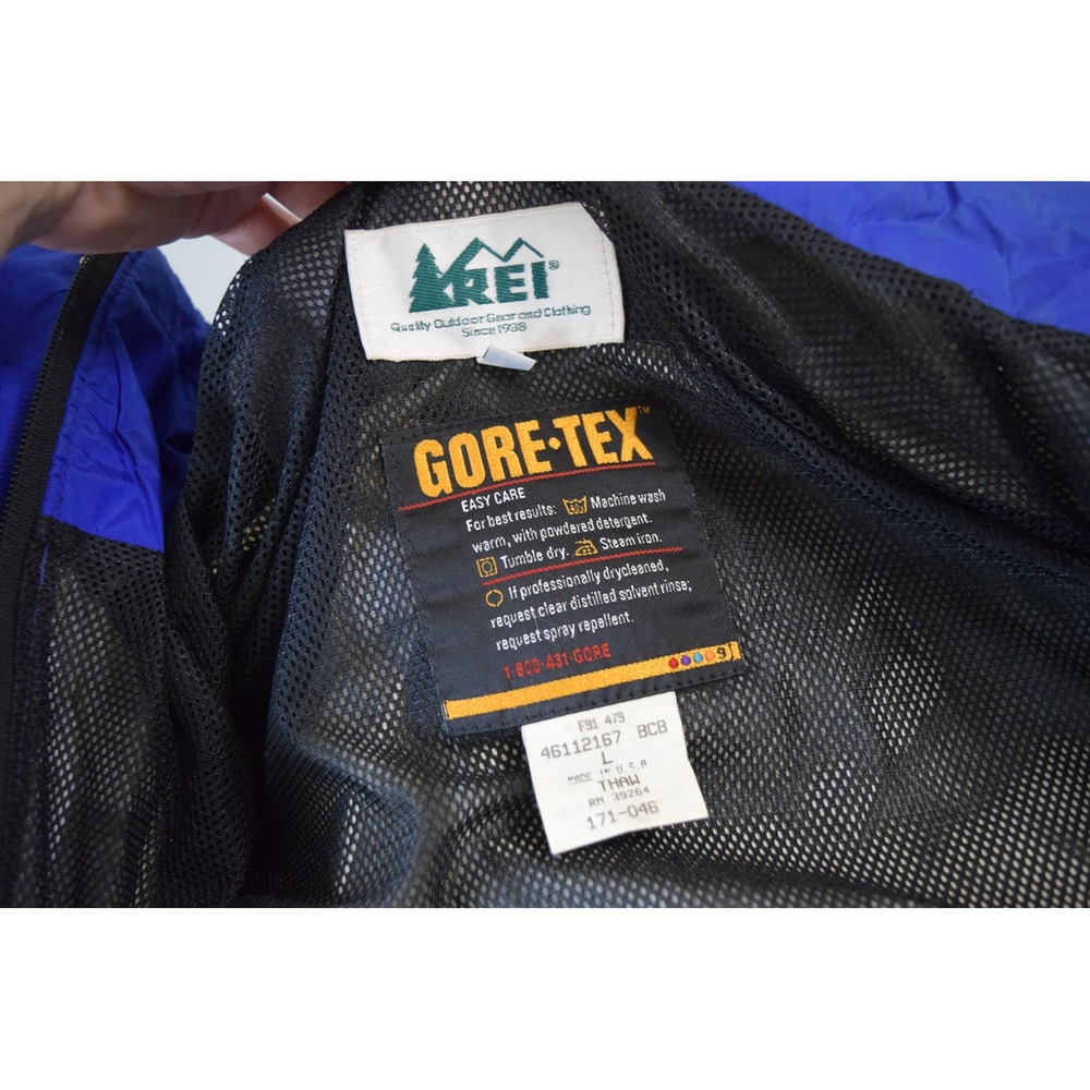 REI Gore-Tex Mountain Parka Jacket Large Blue Purple Vtg 90s Men Waterproof READ - Picture 4 of 7